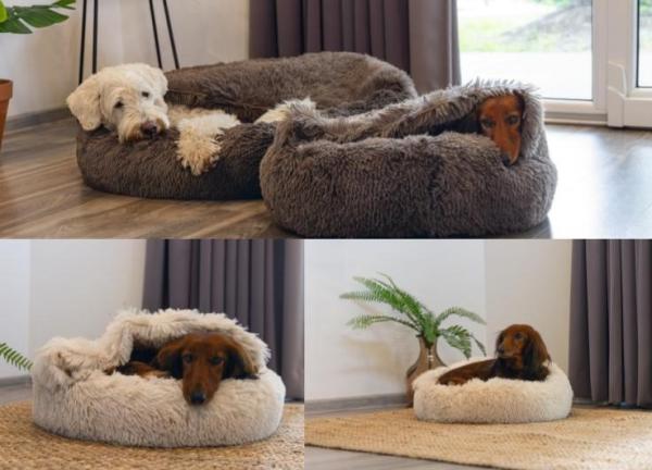 Hundebett Katzenbett Yala mit Schlafsack braun oder beige